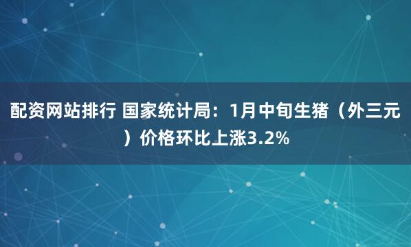 配资网站排行 国家统计局：1月中旬生猪（外三元）价格环比上涨3.2%